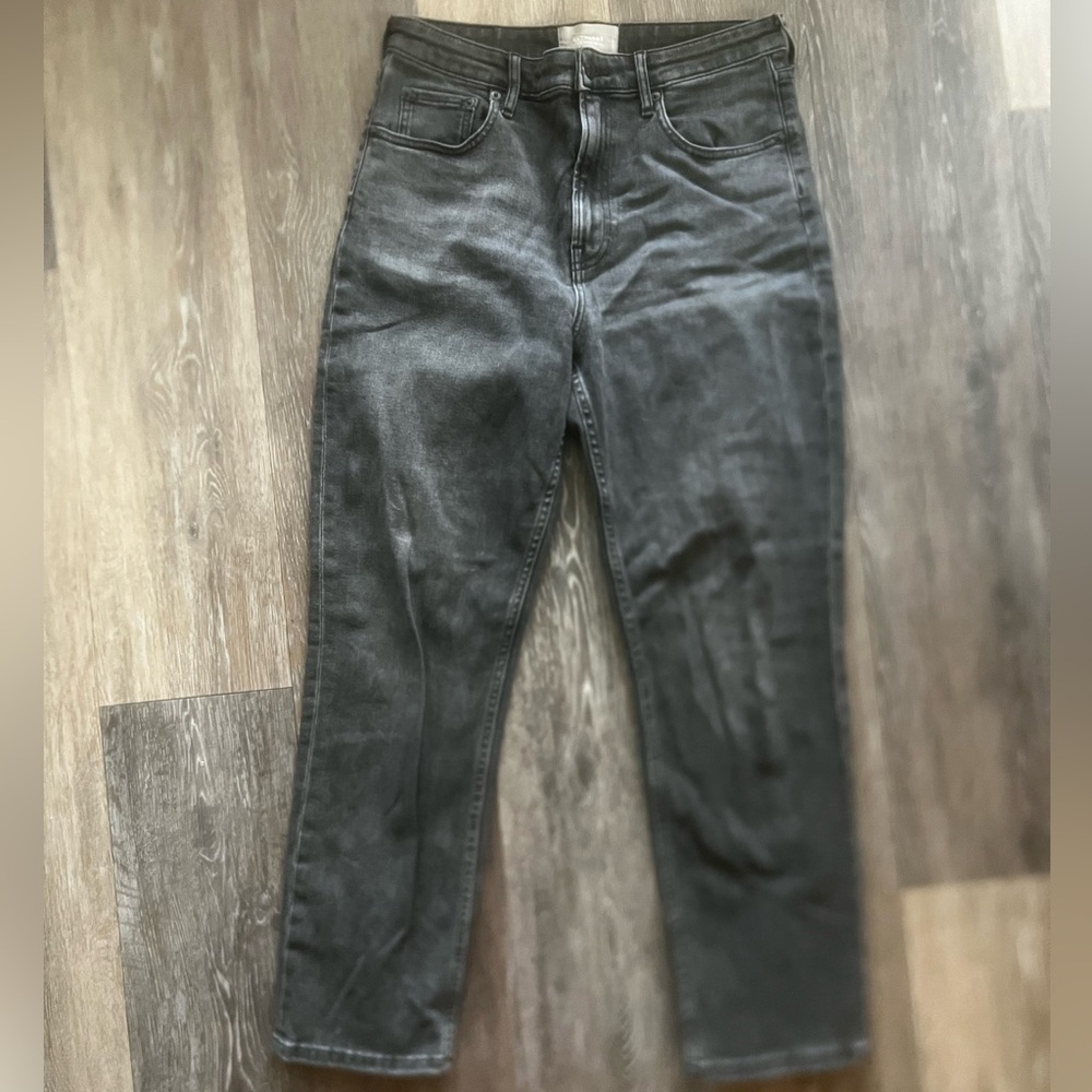EVERLANE The High Rise Straight Jean 29 Ankle 98% Cotton Black Wash 5 Pocket